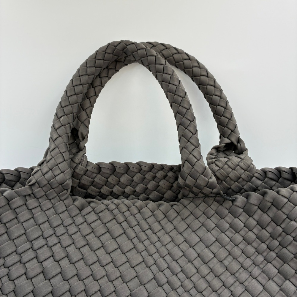 Bindya New York Handcrafted Woven Tote Bag Charcoal Grey Braided Handle NEW - Picture 11 of 13